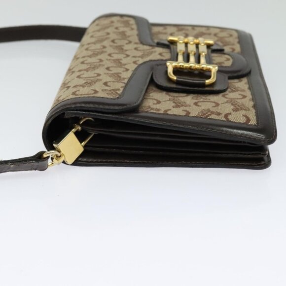 CELINE C Sulky Shoulder Bag Canvas Brown Gold Auth - Picture 4 of 16